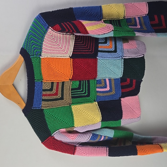 RE/DONE Womens Multicolor Cropped Patchwork Cardigan, Sz XS, Boho, Y2K, Indie - Picture 6 of 11